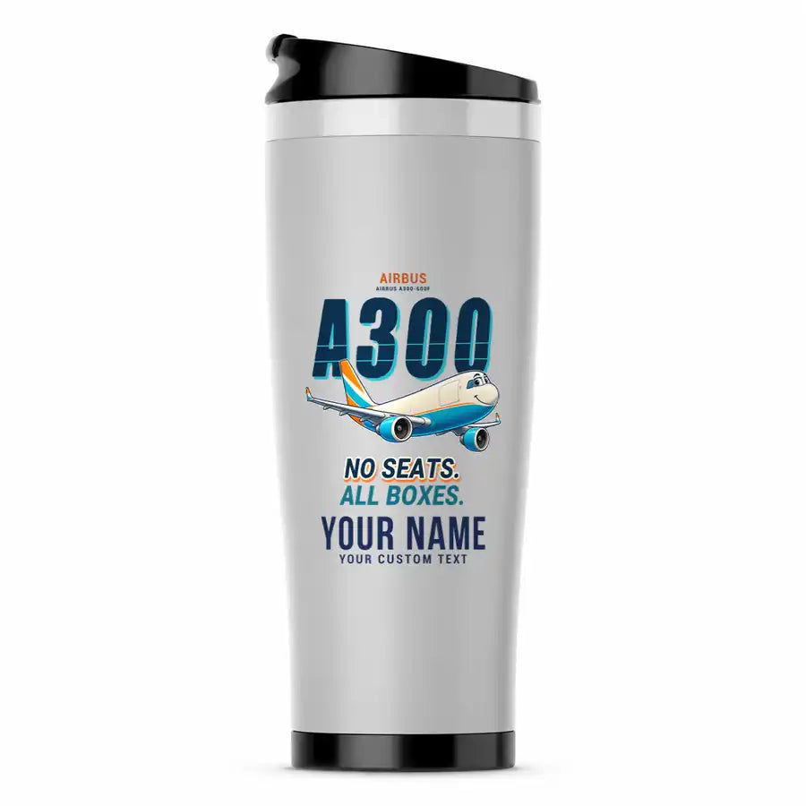 Airbus A300-600F - Cartoon + Name - Stainless Steel (No Holder) - Light Gray