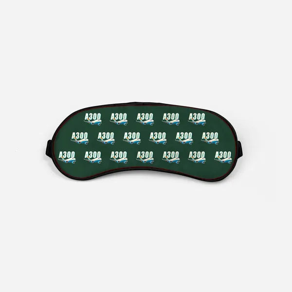 Airbus A300-600F - Cartoon Pattern - Sleep Mask - Dark Green
