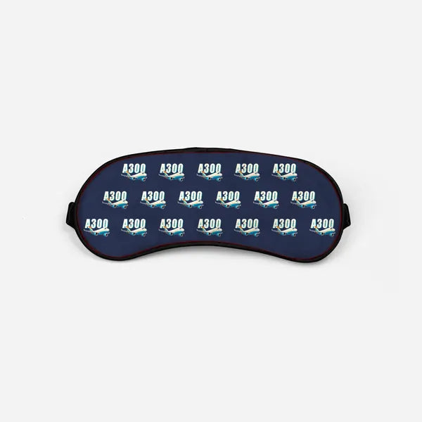 Airbus A300-600F - Cartoon Pattern - Sleep Mask - Navy Blue