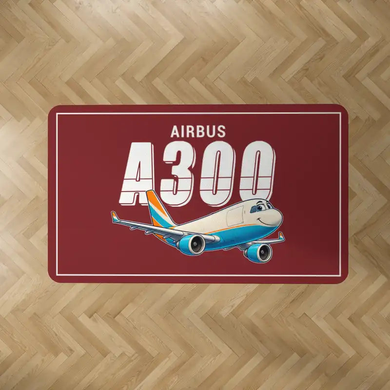 Airbus A300-600F - Cartoon - Rectangle Carpet - Dark Red