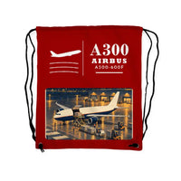 Thumbnail for Airbus A300-600F - Drawstring Bag - Classic - Red