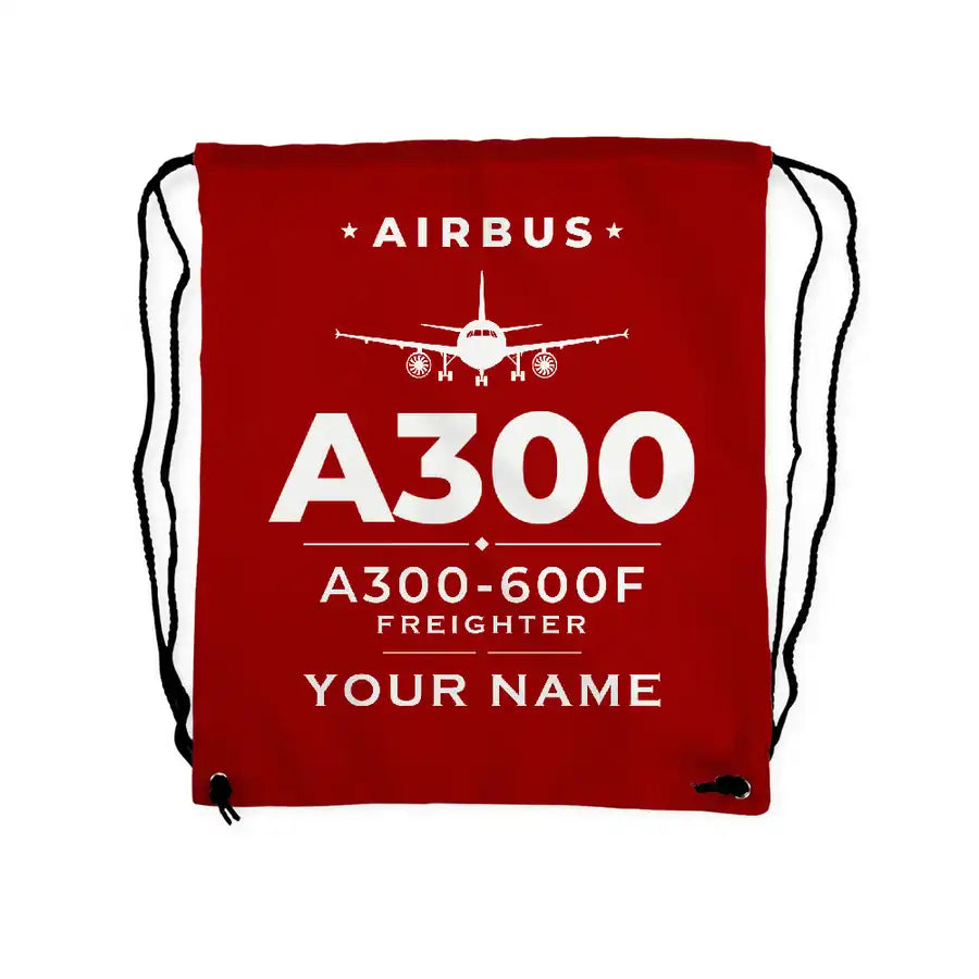 Airbus A300-600F - Drawstring Bag - Heritage + Name - Red