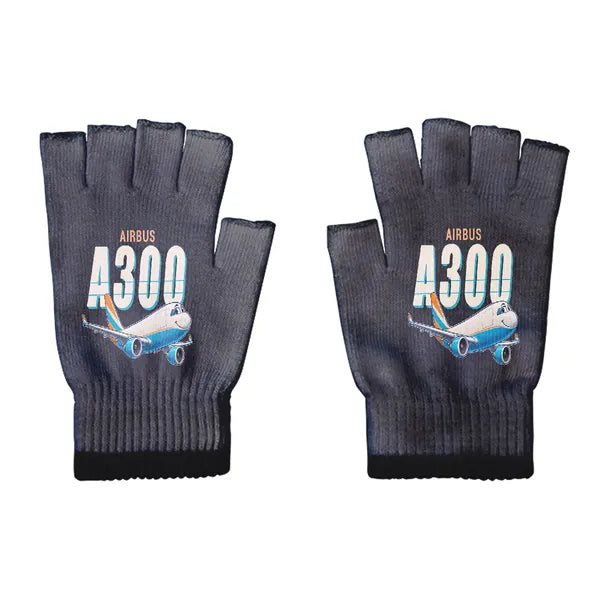 Airbus A300-600F - Gloves - Cut - Cartoon - Black