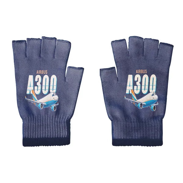 Airbus A300-600F - Gloves - Cut - Cartoon - Navy Blue