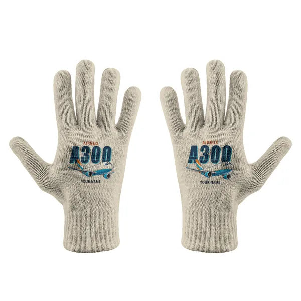 Airbus A300-600F - Gloves - Full - Cartoon + Name - Beige