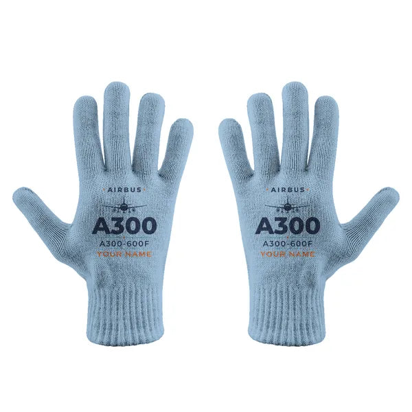 Airbus A300-600F - Gloves - Full - Heritage + Name - Light Blue