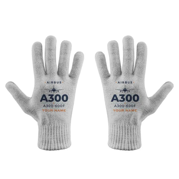 Airbus A300-600F - Gloves - Full - Heritage + Name - Light Gray