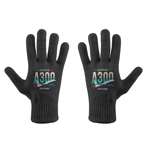Airbus A300-600F - Gloves - Full - Original + Name - Black