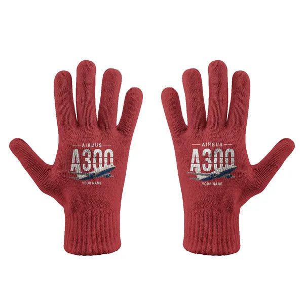 Airbus A300-600F - Gloves - Full - Original + Name - Red