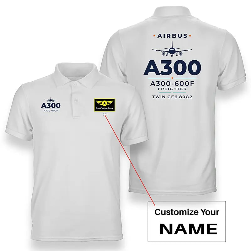 Airbus A300-600F - Heritage - Double-Side Polo - White + Name