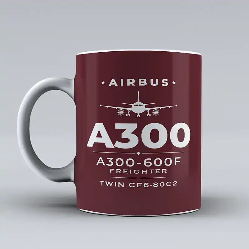 Airbus A300-600F - Heritage - Mug - Dark Red