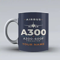 Thumbnail for Airbus A300-600F - Heritage + Name - Mug - Dark Blue