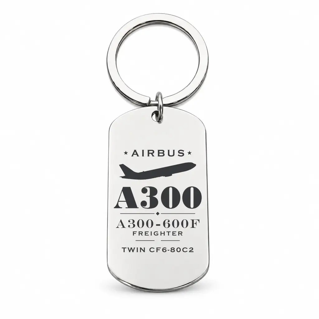 Airbus A300-600F - Key Chain - Heritage - Silver