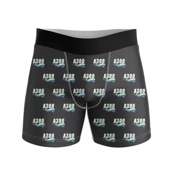 Airbus A300-600F - Men Boxers - Cartoon Pattern - Black