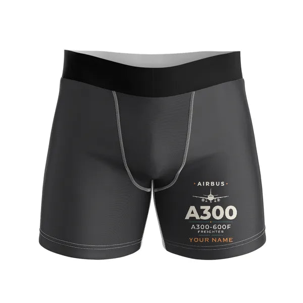 Airbus A300-600F - Men Boxers - Heritage + Name - Black