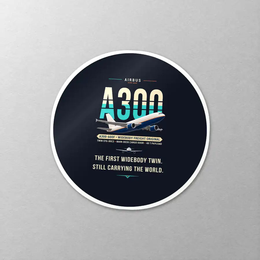 Airbus A300-600F - Original - Circle Sticker - Close-up