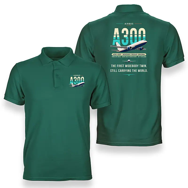 Airbus A300-600F - Original - Double-Side Polo - Green