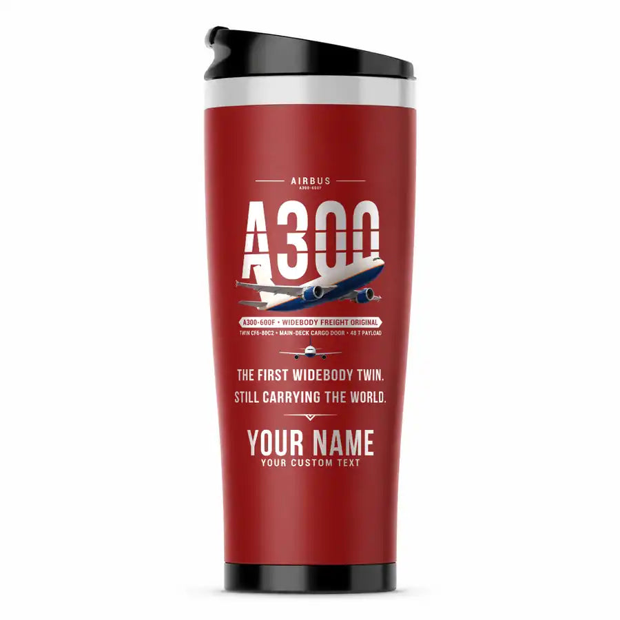 Airbus A300-600F - Original + Name - Stainless Steel (No Holder) - Red