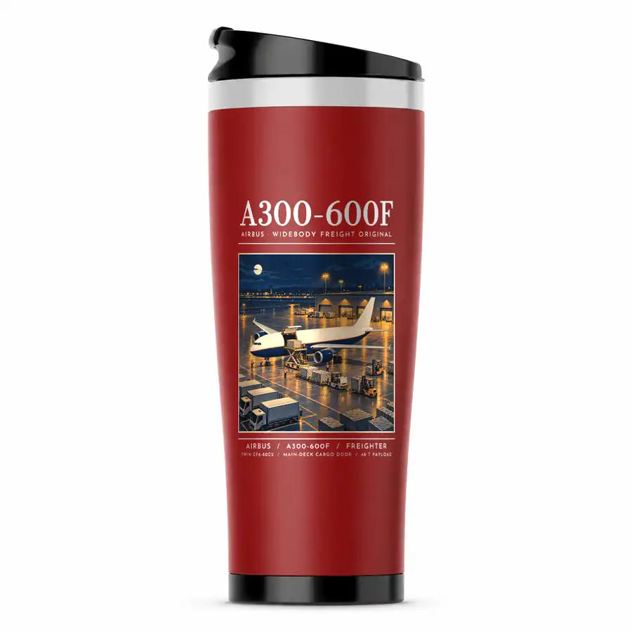 Airbus A300-600F - Poster - Stainless Steel (No Holder) - Red