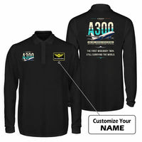 Thumbnail for Airbus A300-600F Premium Polo T-Shirts - Original + Name - Long Sleeve - Black