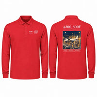 Thumbnail for Airbus A300-600F Premium Polo T-Shirts - Poster - Long Sleeve - Red