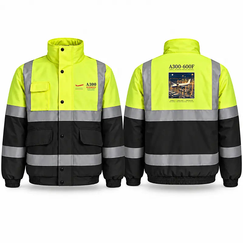 Airbus A300-600F Reflective Winter Jackets - Poster - Fluorescent Yellow & Navy