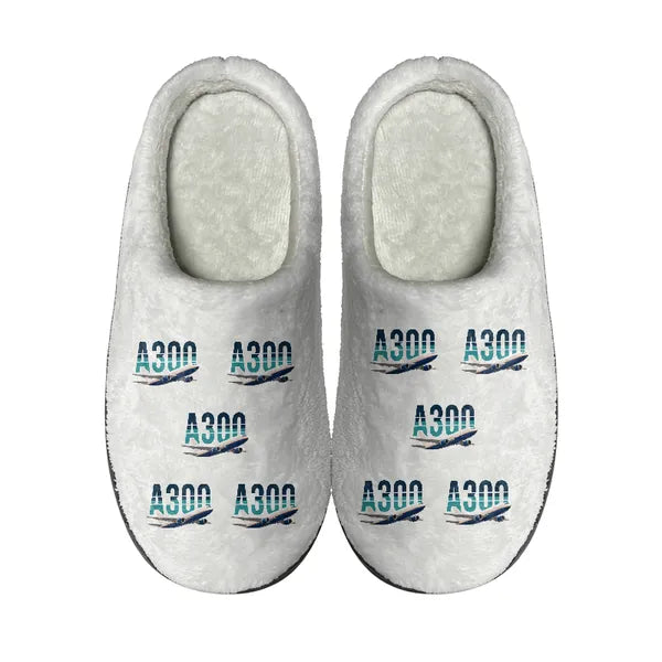 Airbus A300-600F - Slippers - Cotton - Original Pattern - White
