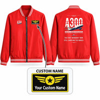 Thumbnail for Airbus A300-600F Stylish Jackets - Baseball Collar - Original + Name - Red