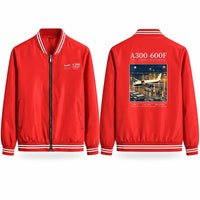 Thumbnail for Airbus A300-600F Stylish Jackets - Baseball Collar - Poster - Red