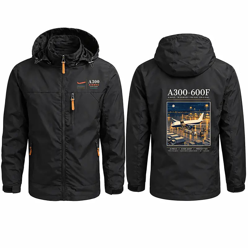Airbus A300-600F Stylish Jackets - Hooded Windbreaker - Poster - Black