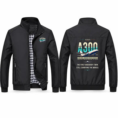 Airbus A300-600F Stylish Jackets - Stand Collar - Original - Black