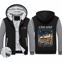 Thumbnail for Airbus A300-600F Zipped Sweatshirts - Poster - Black & Gray