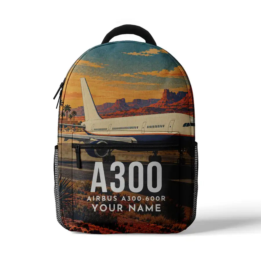 Airbus A300-600R - 3D Backpack - 3D Scene + Name