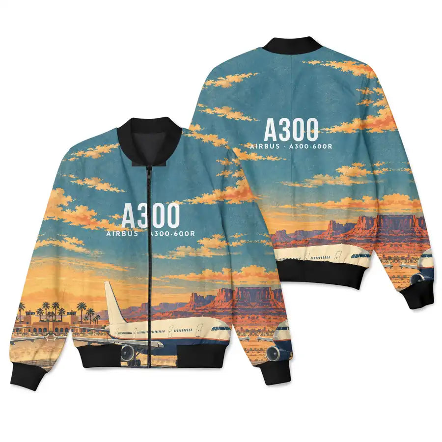Airbus A300-600R 3D All-Over Print Clothing - Bomber Jacket - 3D