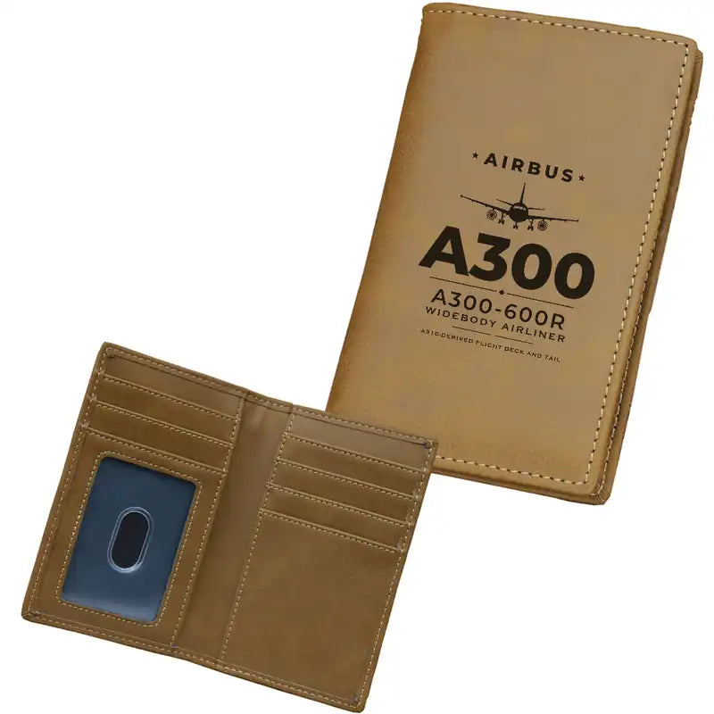 Airbus A300-600R Leather Wallets - Card Holder Wallet - Light - Heritage