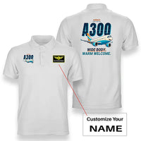 Thumbnail for Airbus A300-600R - Cartoon - Double-Side Polo - White + Name