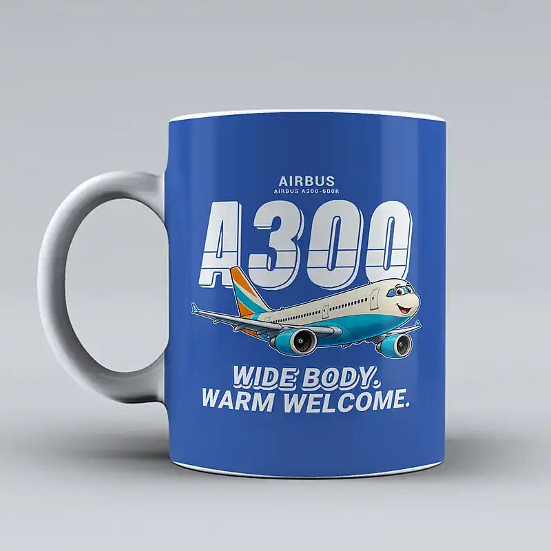 Airbus A300-600R - Cartoon - Mug - Blue