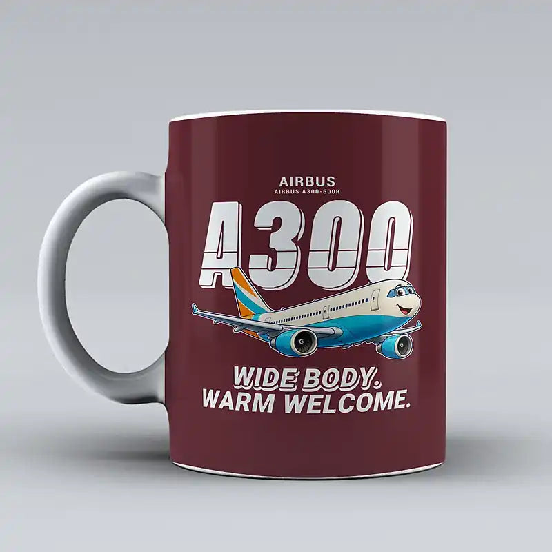 Airbus A300-600R - Cartoon - Mug - Dark Red