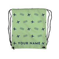 Thumbnail for Airbus A300-600R - Drawstring Bag - 3D Pattern + Name - Light Green