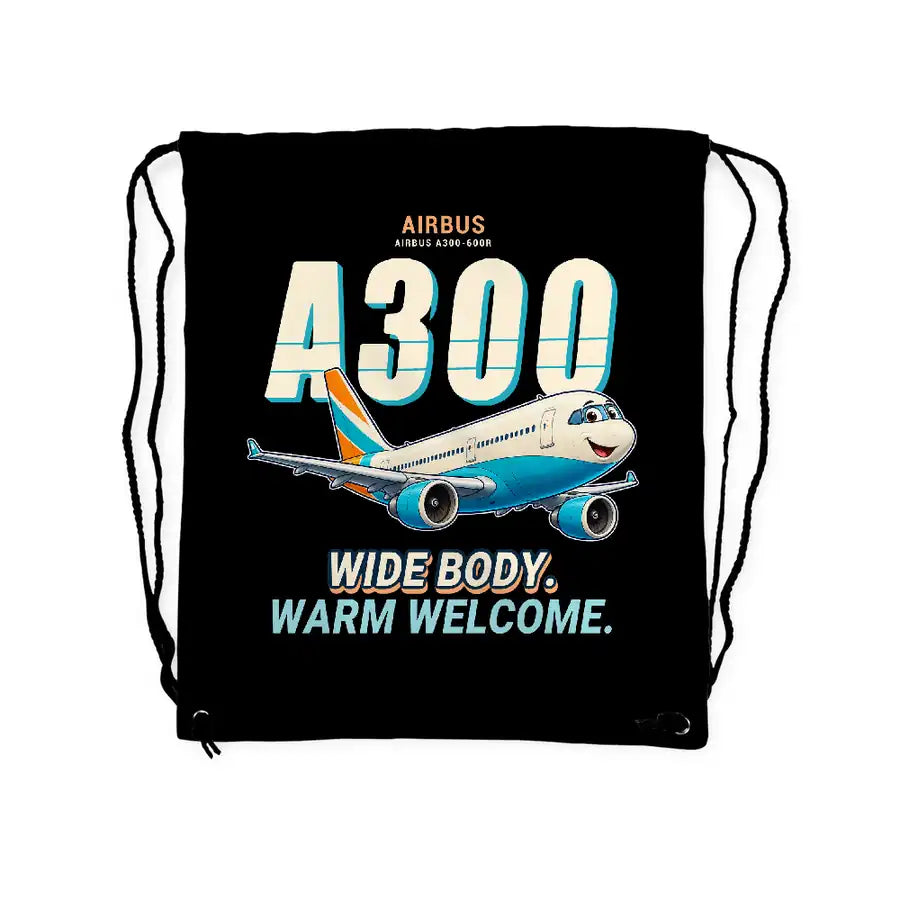 Airbus A300-600R - Drawstring Bag - Cartoon - Black