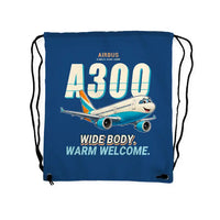 Thumbnail for Airbus A300-600R - Drawstring Bag - Cartoon - Blue