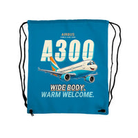 Thumbnail for Airbus A300-600R - Drawstring Bag - Cartoon - Light Blue