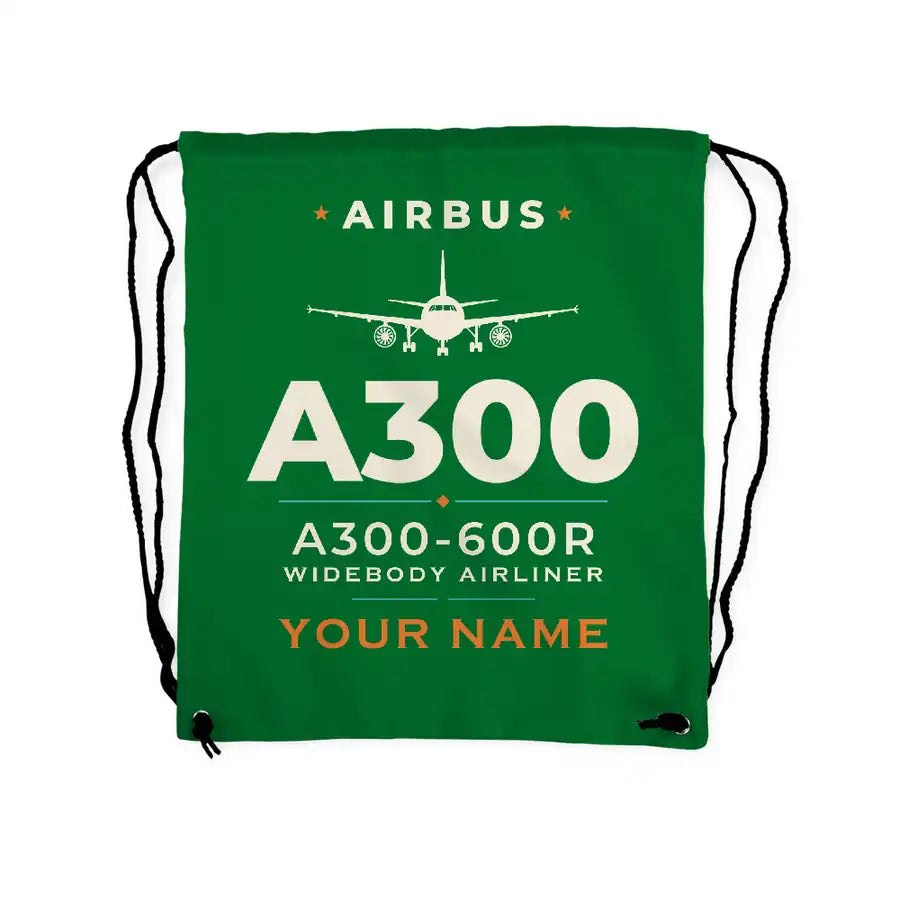 Airbus A300-600R - Drawstring Bag - Heritage + Name - Green