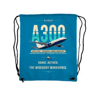 Thumbnail for Airbus A300-600R - Drawstring Bag - Original - Light Blue