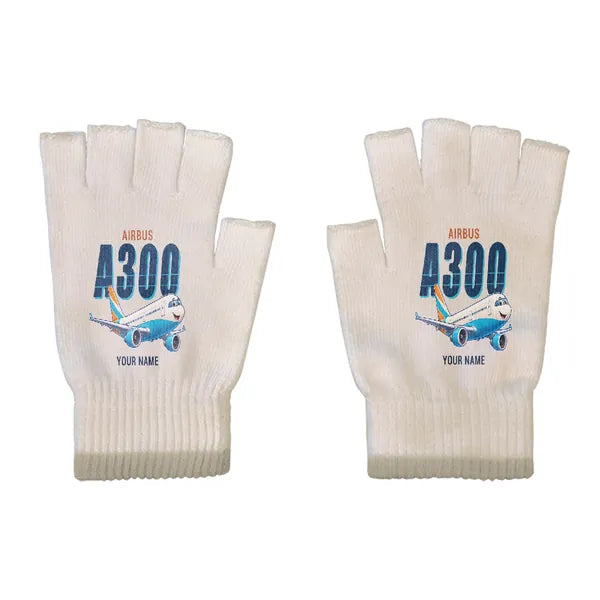 Airbus A300-600R - Gloves - Cut - Cartoon + Name - Beige