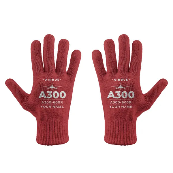 Airbus A300-600R - Gloves - Full - Heritage + Name - Red