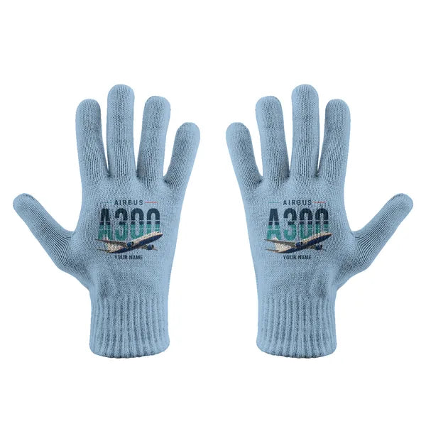 Airbus A300-600R - Gloves - Full - Original + Name - Light Blue