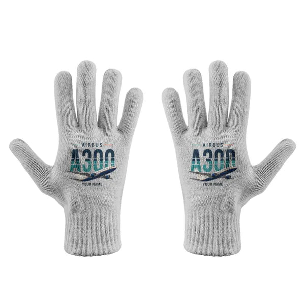 Airbus A300-600R - Gloves - Full - Original + Name - Light Gray