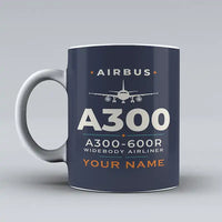 Thumbnail for Airbus A300-600R - Heritage + Name - Mug - Dark Blue