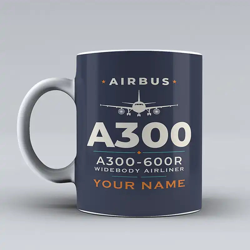 Airbus A300-600R - Heritage + Name - Mug - Dark Blue